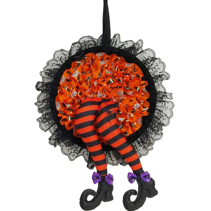 Halloween Witch Hat Leg Door Wreath Halloween Wreath Door Hanging Terrifying Atmosphere Decoration Happy Party Supplies Newest