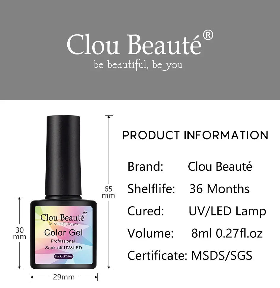 Clou Beaute Color Pop β 8ml Gel Varnish for Bold, Long-Lasting Nail Art (UV/LED Cure)