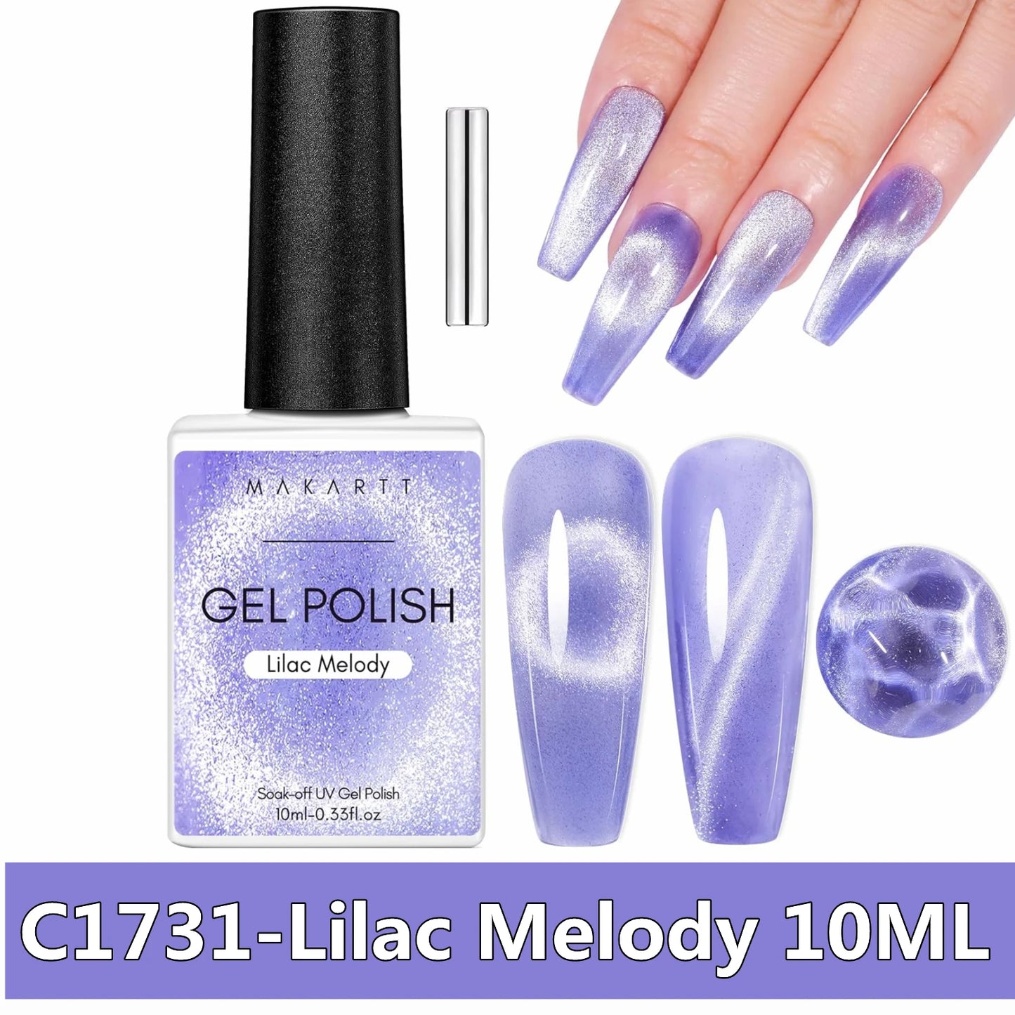 Makartt Cat Eye Nail Polish – Holographic Jelly Gel with Magnet for Home & Salon Use