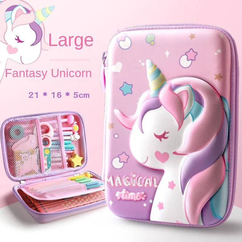 3D EVA Unicorn Pencil Case – Cute Cartoon Stationery Box for Girls, School Supplies, Gifts & iPad Storage