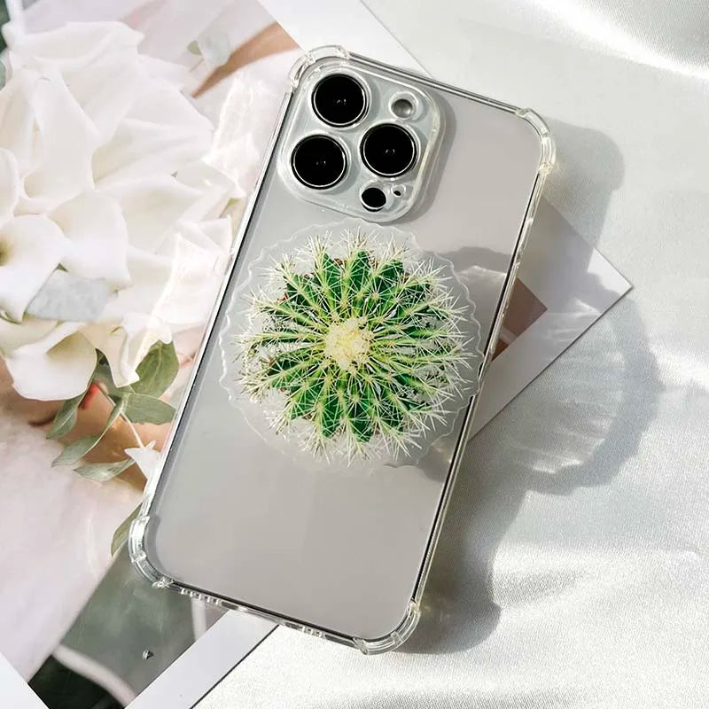 Factory Direct Acrylic Bracket Simulation Cactus Plant Phone Holder Foldable Lazy Stand Socket Folding Grip Tok