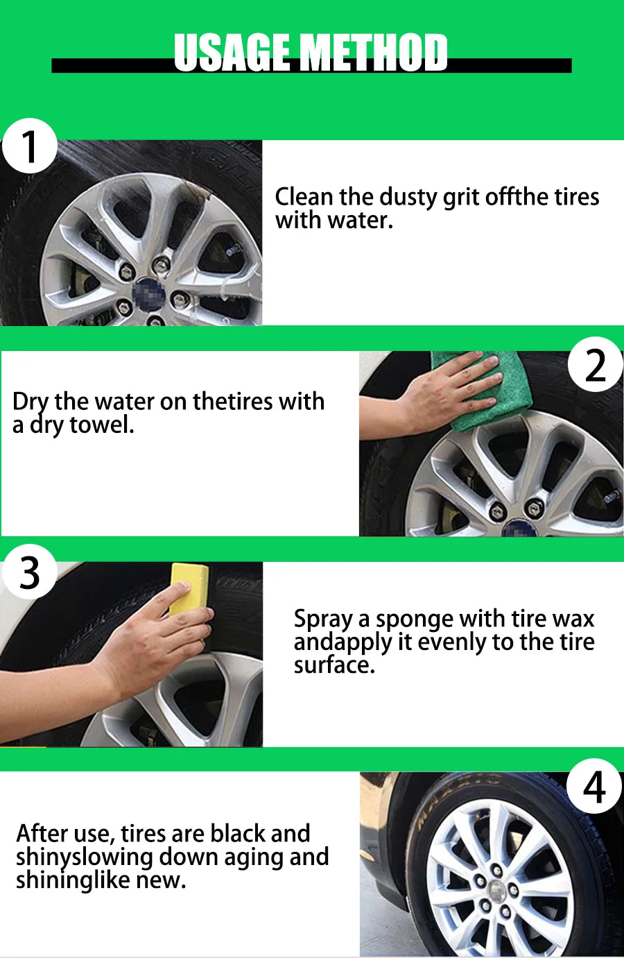 Tire Coating Spray High Gloss Hydrophobic Sealant Wax Car Wheel Polishing Brightener Auto Care Re-Black Tire Refurbishing Agent