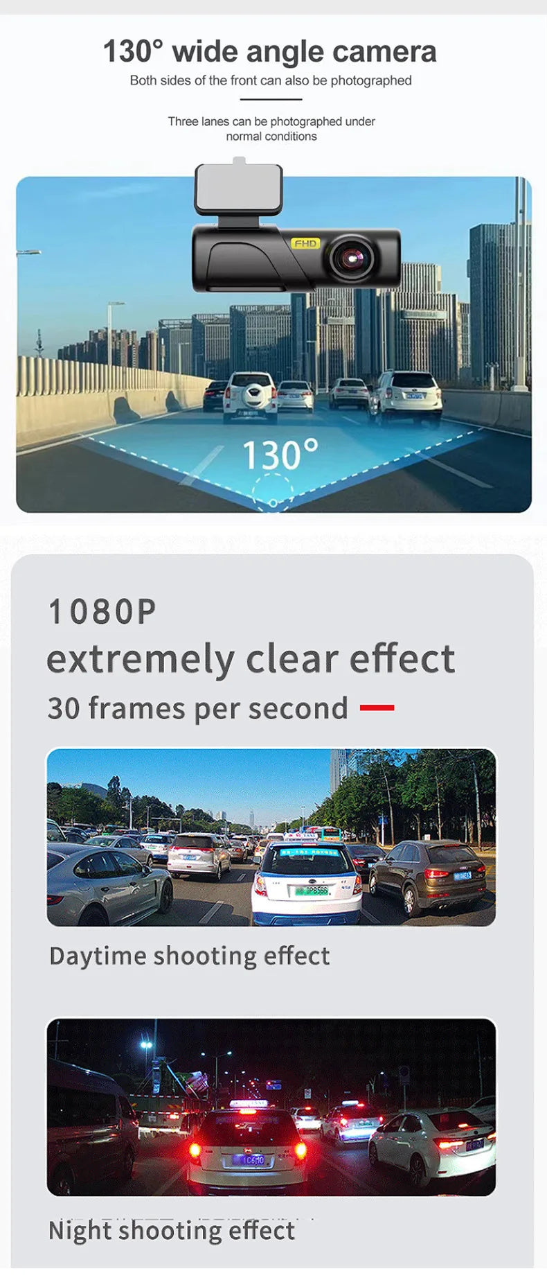 Dash Cam Smart Car Recorder HD 1080P ACC USB Panoramic WIFI Vehicle Driving Recorder 24H Monitoring Dashcam Parking Monitor
