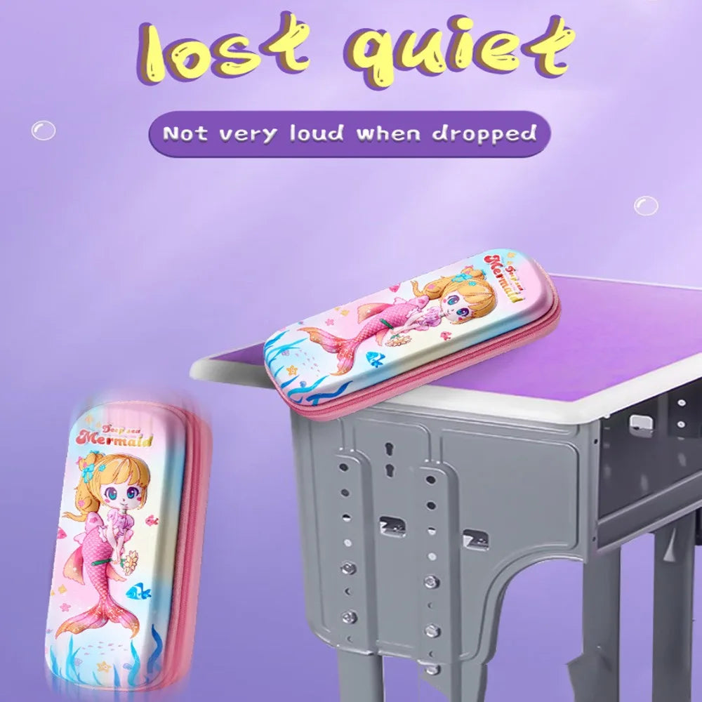 3D Mermaid & Astronaut Pencil Case β Odorless Zippered Space Pen Box for School Supplies & Kawaii Stationery Fans