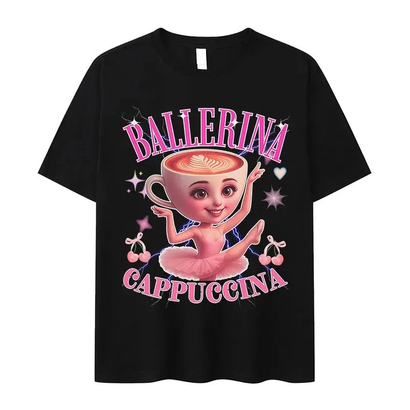 Italian Brainrot Funny Cappuccino Assasino Meme T Shirt Men Women Kawaii Short Sleeve T-shirt Summer O-Neck T-shirts