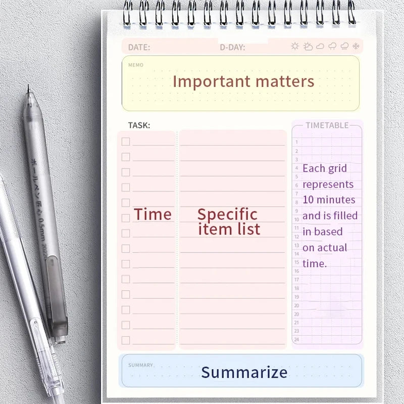 1pc Planner Agenda Spiral A5 Notebook Schedules Daily Plan To Do List Notepad 160 Pages Thick Office School Supplies Stationery