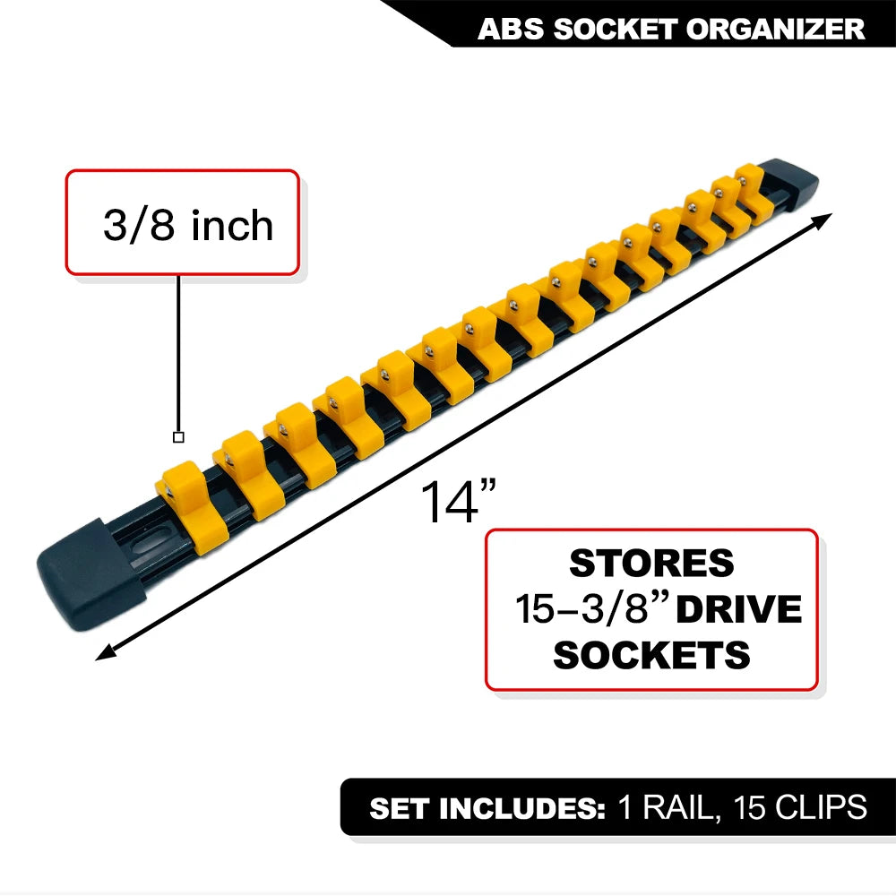 Socket Organizer Set 1/4-Inch 3/8-Inch 1/2-Inch Socket Organizer for Tool Box Drawer Drive Socket Trays, Socket Holder Clip Rail