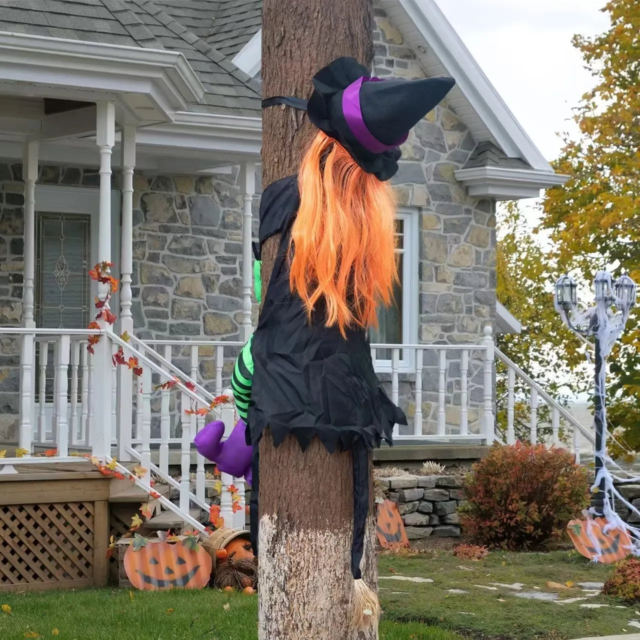 Halloween Horror Tree-Climbing Witch Female Witch Embrace Tree Decoration Ghost Festival Prop Scary Popular Item