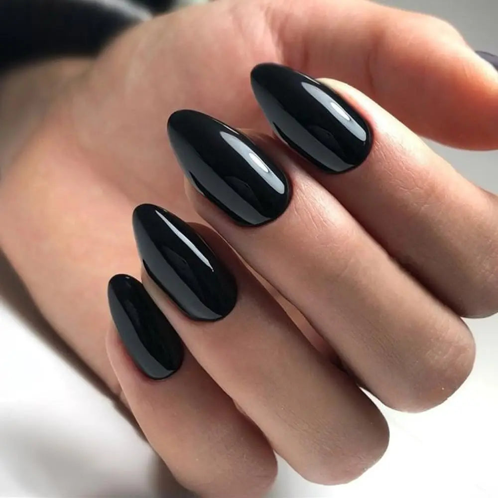 Simple & Delicate: 24PCS Almond Fake Nails for Effortless Date-Night Style