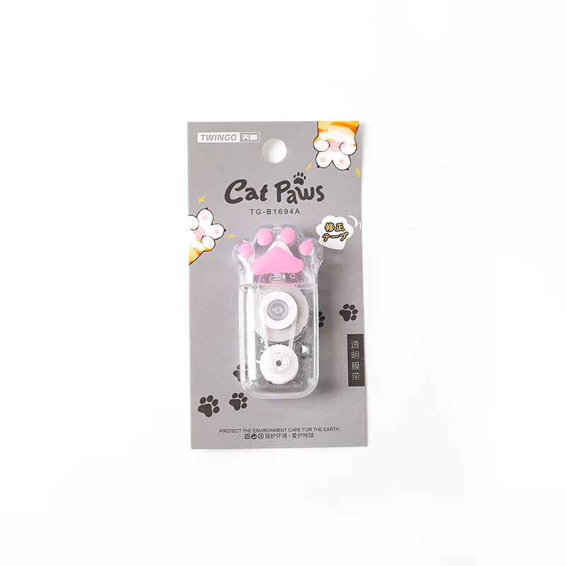 1PC Cartoon Cat Claw Correction Tape – 6M Quick-Clean White Out for Students, Office & School Writing Supplies