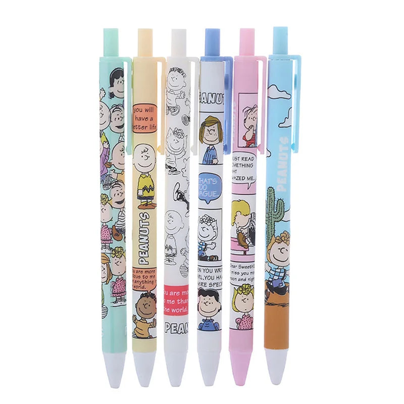 36 pcs/lot Kawaii Snoopy Press Gel Pen Set Cute 0.5mm Black Ink Signature Pens Promotional Gift Office School Supplies
