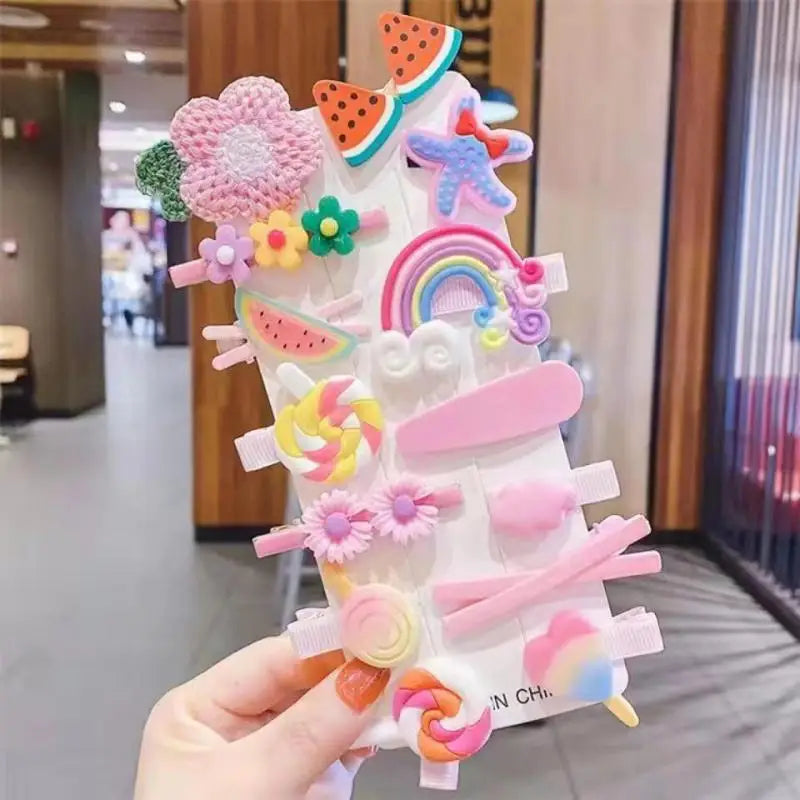 4-Pack Cartoon Hair Clips β Cute Flowers & Fruits for Baby Girls!