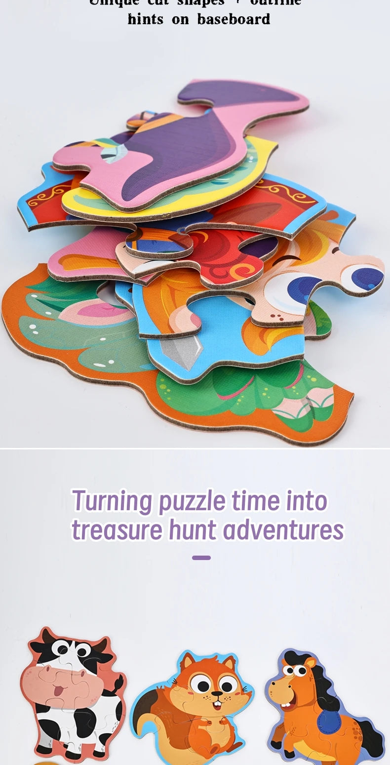 Six-In-One Puzzle Gift Box, Kidsren's Early Education Educational Toys for Beginners, Advanced Difficulty Puzzles, Fairy Tales, Animals, Ocean, Transportation, Dinosaur Multi-Theme Fun Interactive Activity Games, Gifts for Bo
