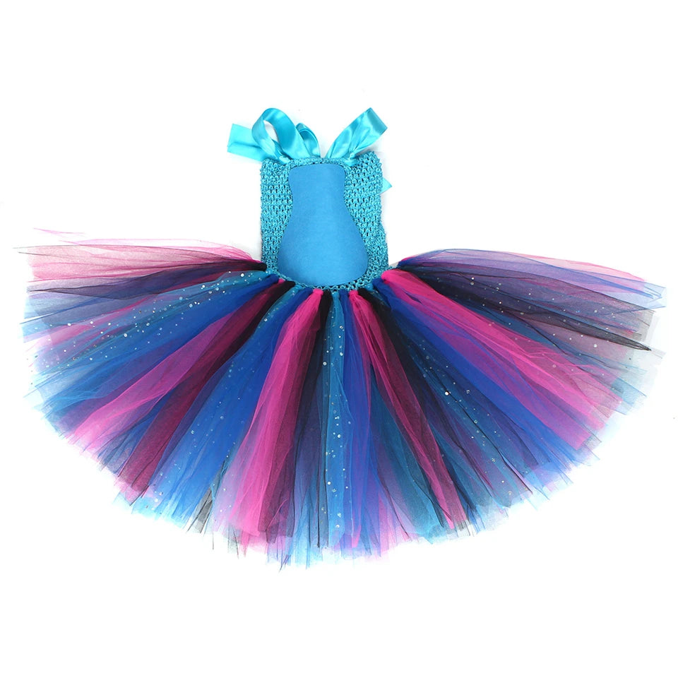 Movie Girls Alien Dog Costume Cartoon Blue Tulle Festival Dress Lilo Tutu Dress Maia Kealaha Live-action Character Dress Up