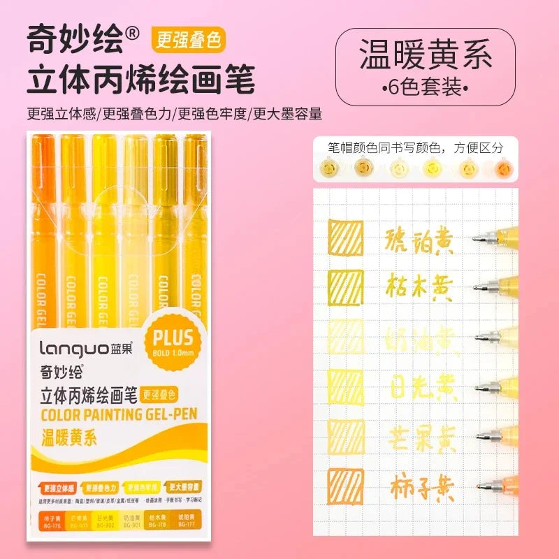 36/12 Colors Acrylic Gel Pen 1.0mm Large Capacity Student Writing Pen Painting Drawing Office School Supplies Stationery