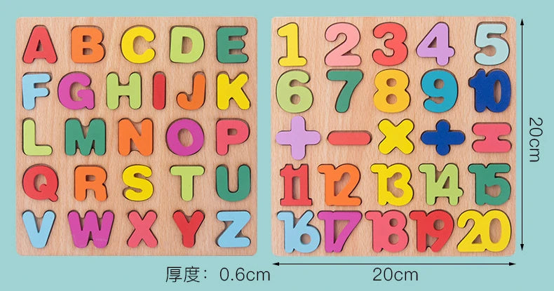 ABC Puzzle Shape Sorter Wooden Toys Early Learning Jigsaw Alphabet Number Puzzle Preschool Educational Baby Toys for Children