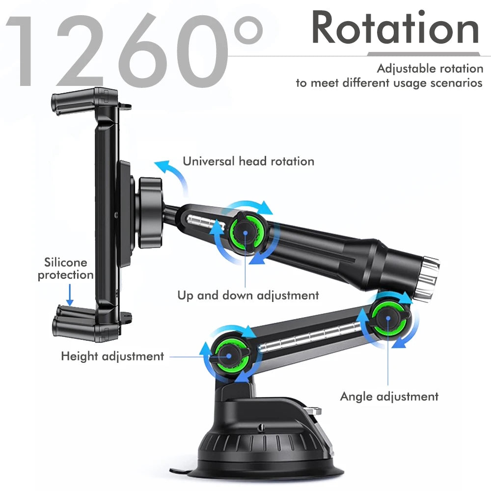 Dashboard Tablet Holder for Car Suction Car Mount With for All 7"-15" Pad Tablet and 4" - 7"Straight Panel Phone