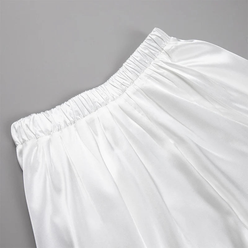 Elegant Satin Loose Women Skirt 2025 High Waist Maxi Skirts Streetwear Classic Long Skirt Fashion Female Black Skirt