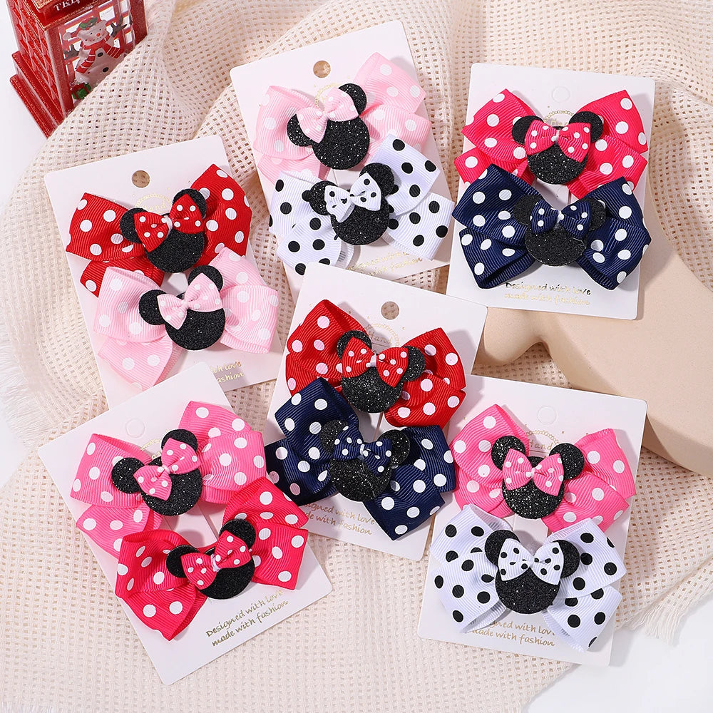 2-Pack Polka Dot Bow Hair Clips – Cute & Comfy for Little Fashionistas!