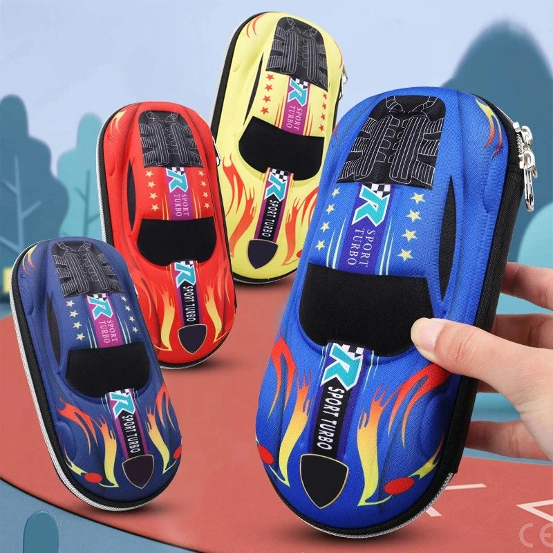 3D Racing Car Pencil Case – Cartoon EVA & PU Stationery Box