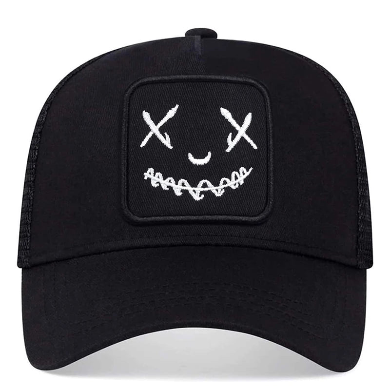 Unisex Ghost Face Embroidery Baseball Net Caps Spring and Summer Outdoor Adjustable Casual Hats Sunscreen Hat