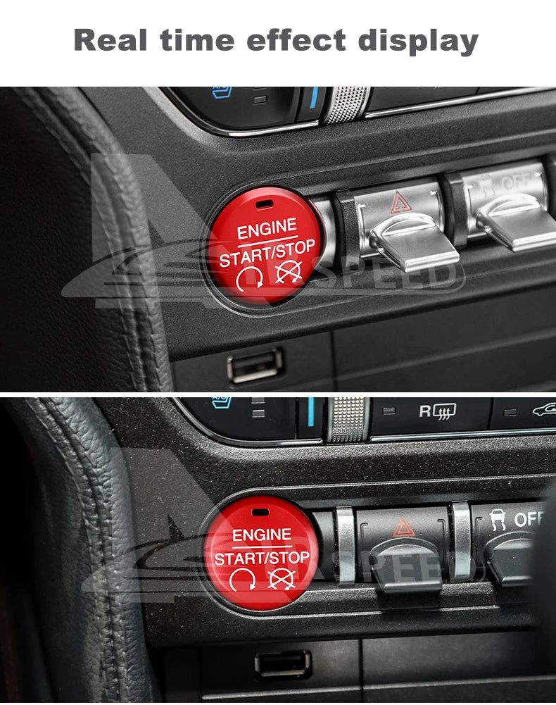 Car Engine Start Button Replace Ignition Cover For Ford Mustang 2015 2016 2017 2018 2019 2020 2021 2022 2023 Crystal ABS Switch