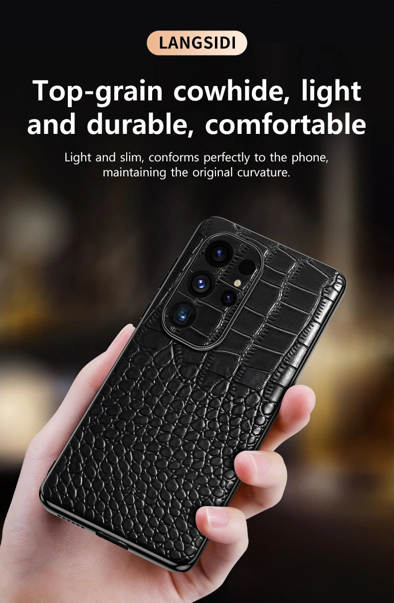 Genuine Cowhide Leather Phone Case for Samsung Galaxy S 25 S24 Ultra S25 Plus Luxury Back Cover