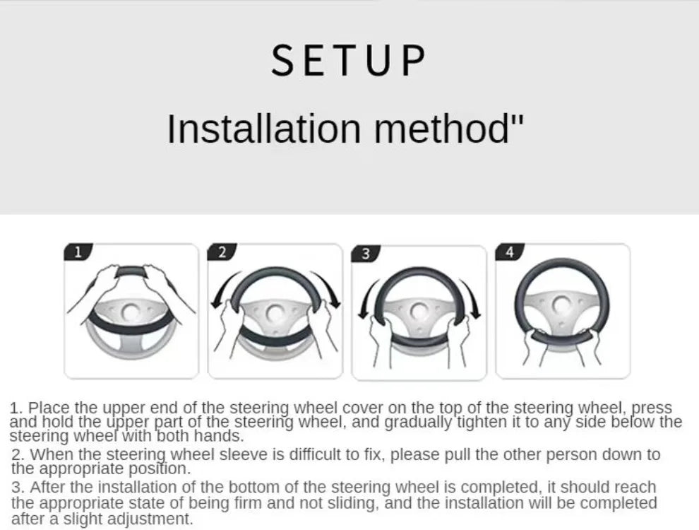 Car Steering Wheel Cover - Universal Car for Diverse Cars, Durable Leather Cover with Anti-Slip Lining, Fit for 14.5"-15"