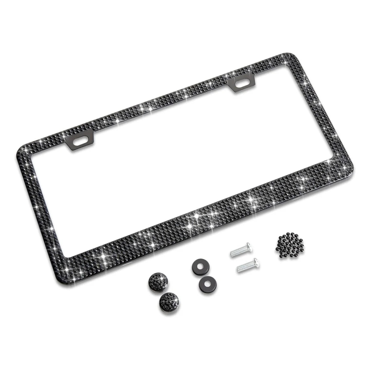 Shering Bling Glitter License Plate Frame, 1 Pack Sparkly Frames with Bedazzled Diamond Acrylic Crystals - Stylish Car