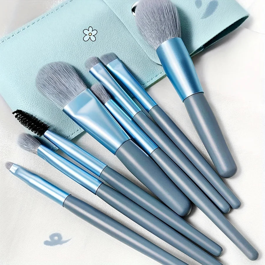 8Pcs Soft Bristle Makeup Brush Set - Portable Beginner-Friendly Tools for Eyeshadow/Blush/Lip/Lash Comb-Handled Travel Gift Set
