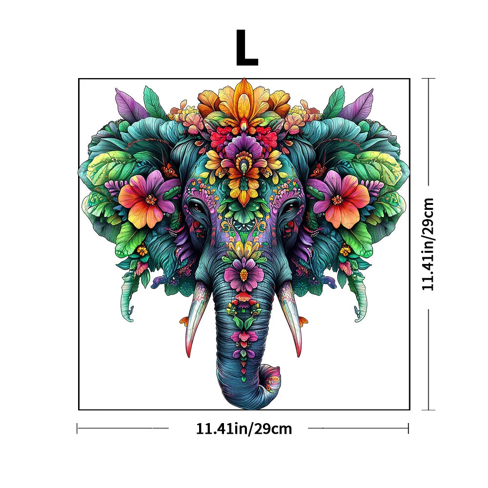 New! Colorful Elephant Premium Wooden Puzzle in Exquisite Gift Box | Perfect Holiday & Birthday Gift – Fun, Mindful, and Decor-W