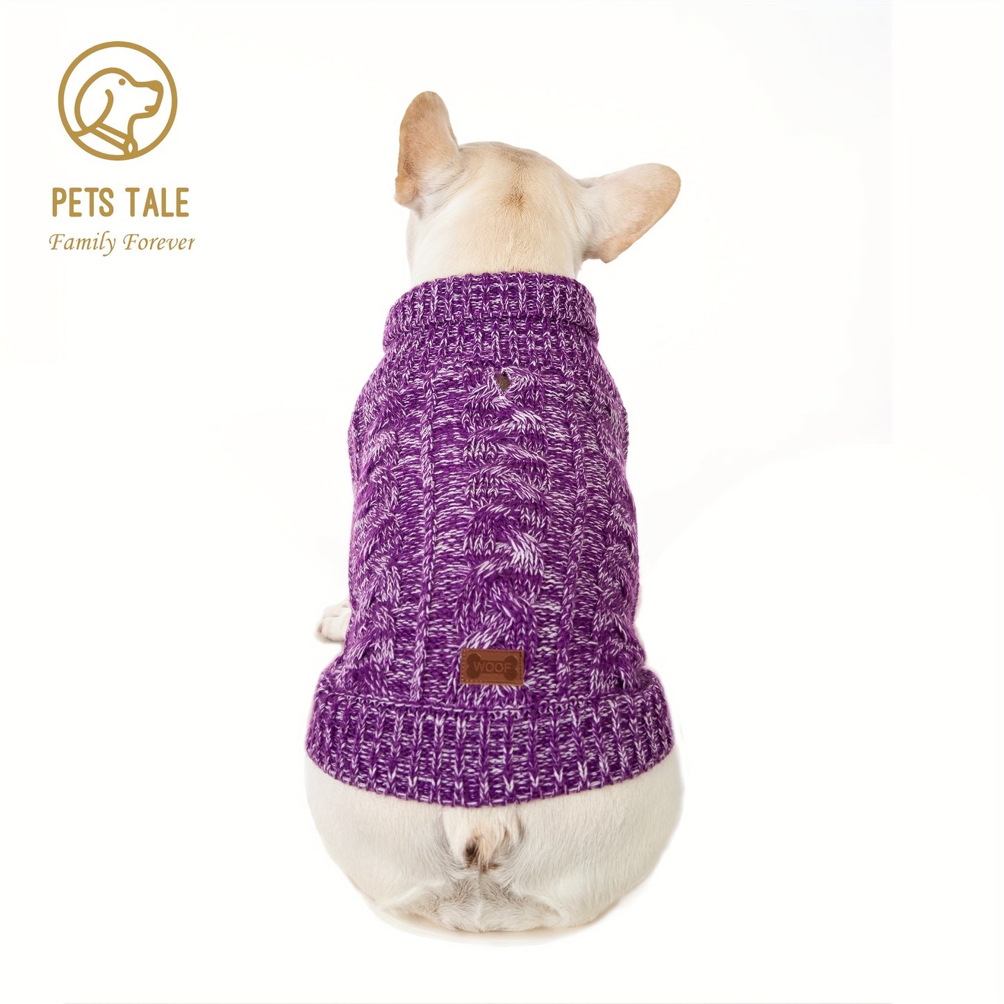 1pc PETS TALE Acrylic Knit Dog Sweater, Pullover Style with Cable Chain Detail, Machine Washable, for Mini, Toy, Small, Medium, Large Breeds, Dog Sweater for Small Dogs