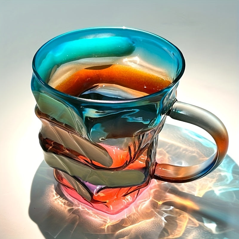 Handcrafted Ceramic 3D Stacked Books Glass Cup - Vibrant Mosaic Art Coffee Glass Cup for Literature Lovers, Readers & Writers - Unique Bookworm Gift for Book Collectors & Bibliophiles, Artistic Drinkware, Mosaic Effect