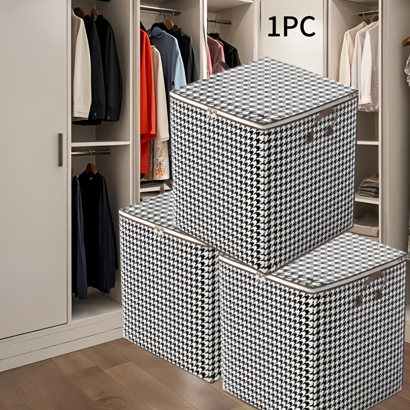 1pc Foldable Woven Storage Basket with Handles - Thick, Organizer for Clothes and Quilts, Ideal for Moving and Home Organization, Clothes Organizer Storage