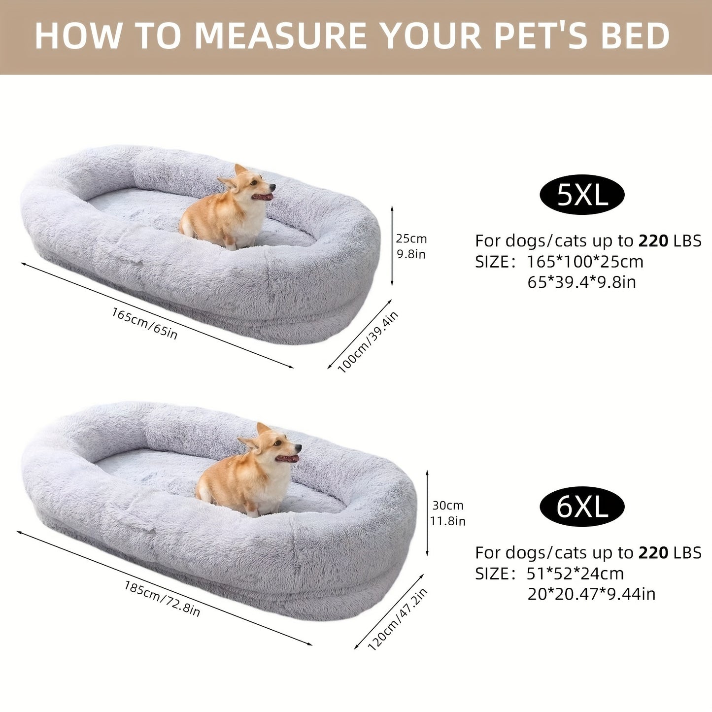 Gray Luxurious Orthopedic Memory Foam Dog Bed - Human-Sized, Washable Faux Fur, Includes Full Pillow, Blanket & Cushion - Ideal for Napping & Snuggling