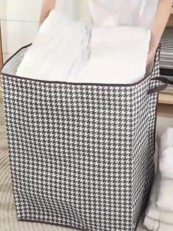 1pc Foldable Woven Storage Basket with Handles - Thick, Organizer for Clothes and Quilts, Ideal for Moving and Home Organization, Clothes Organizer Storage