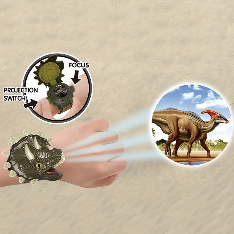 Children Dinosaur Projection Watch Electronic Watch For Kids Flip Watch Adjustable Digital Screen 3D Cartoon Animal 24 Projection Patterns Birthday Gift Educational Toy Christmas, Halloween Gift