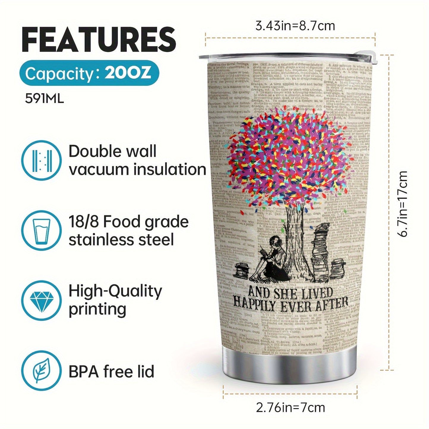 20 Oz Just A Girl Who Loves Books Travel Tumbler - Durable Stainless Steel, Vacuum Insulated, Spill-Proof Lid for Cold & Hot Beverages, Perfect for Bookworms On-the-Go