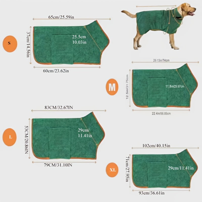 Ultra-Soft Microfiber Dog Bathrobe Towel - Dogs Grooming Essential for Drying and Comfort - Super Absorbent, Quick-Drying, Cozy Robe Vest for Pets