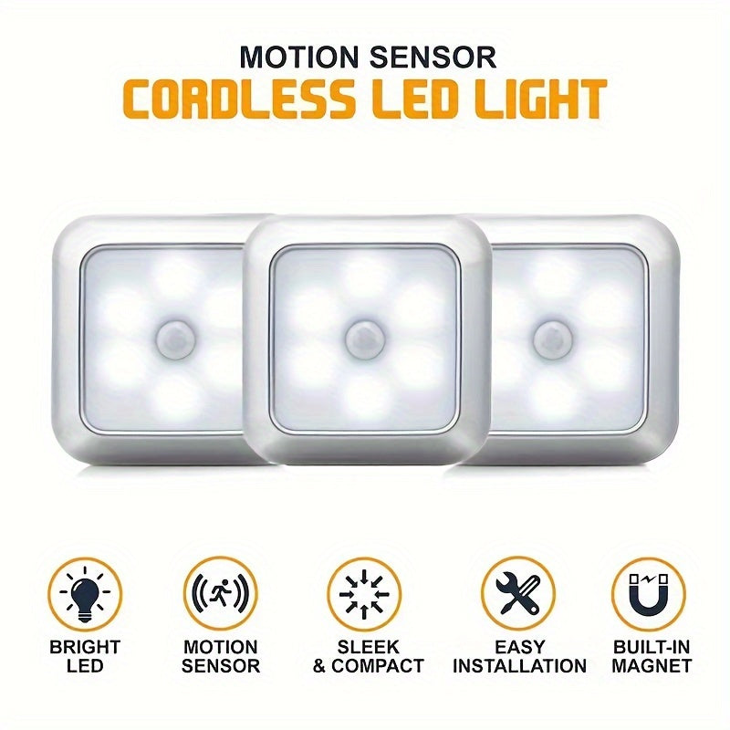 1pc 6LED Motion Sensor Night Light LED Wall Lamp Closet Cabinet Stair Wireless for Ladder Bedroom Corridor Staircase Indoor Decoration