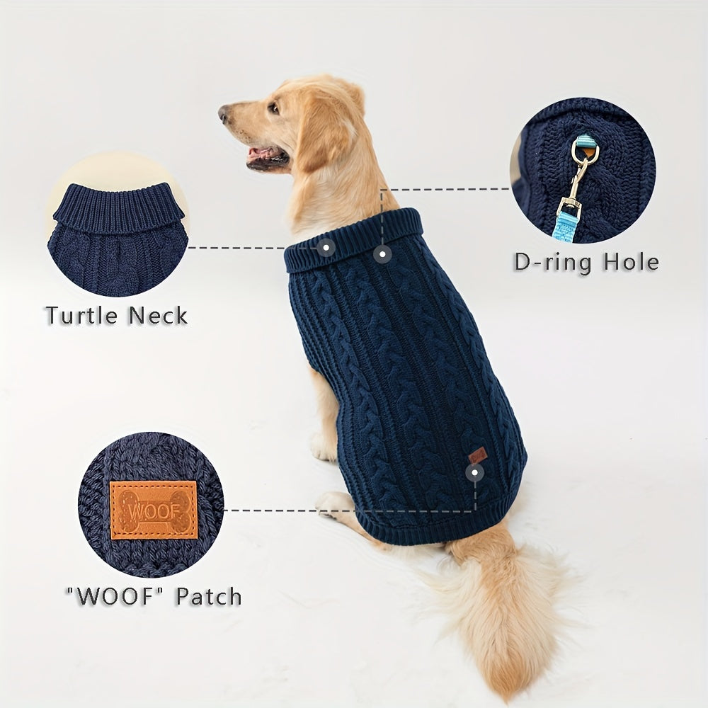 1pc PETS TALE Acrylic Knit Dog Sweater, Pullover Style with Cable Chain Detail, Machine Washable, for Mini, Toy, Small, Medium, Large Breeds, Dog Sweater for Small Dogs