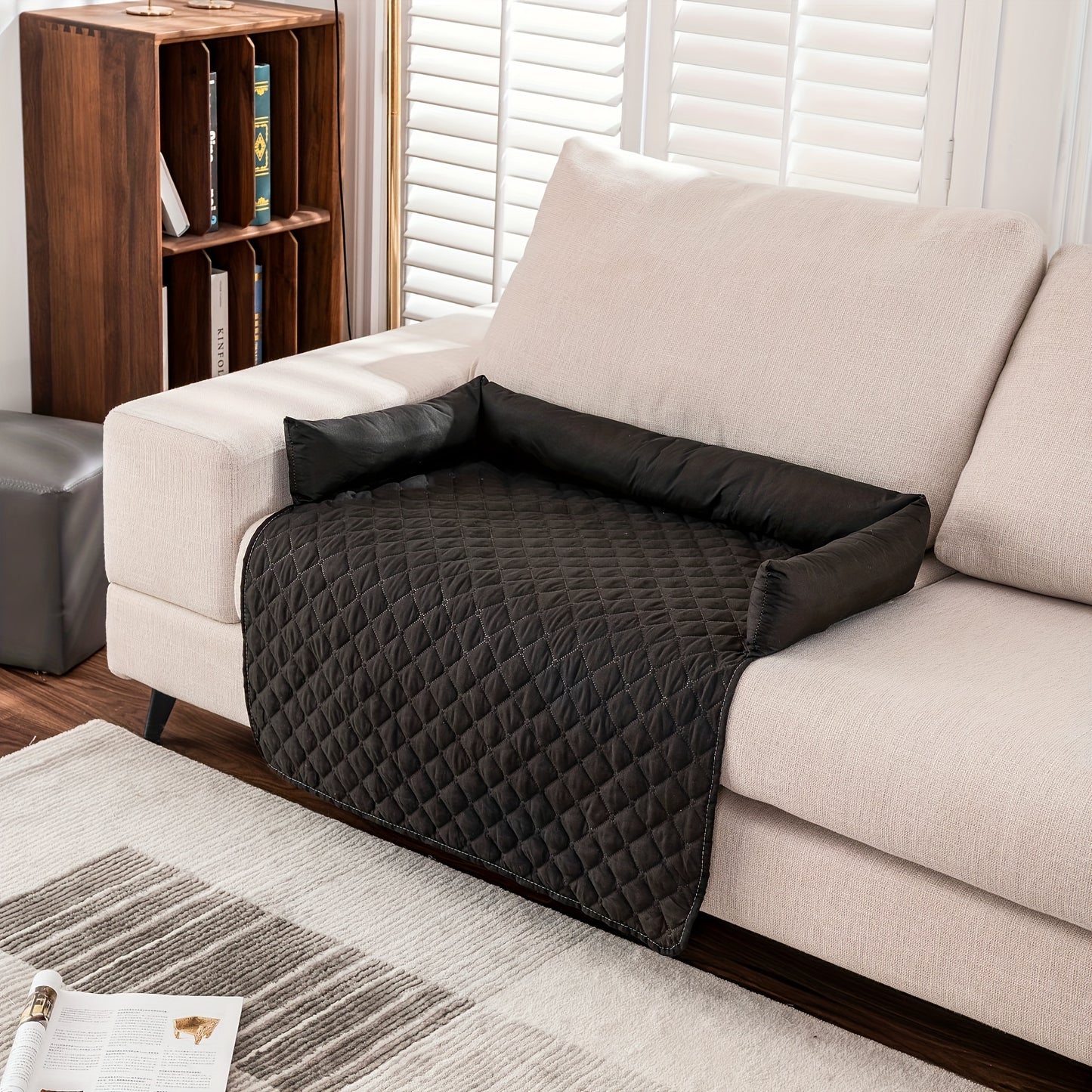 1pc, Water Resistant Reversible Sofa Cover for Pets - Furniture Protector with Elastic Straps - Ideal for Living Room, Bedroom, and Office Décor