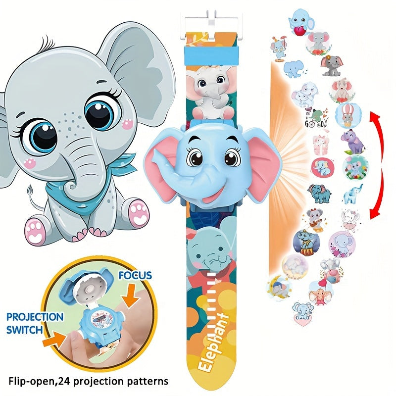 Children Dinosaur Projection Watch Electronic Watch For Kids Flip Watch Adjustable Digital Screen 3D Cartoon Animal 24 Projection Patterns Birthday Gift Educational Toy Christmas, Halloween Gift