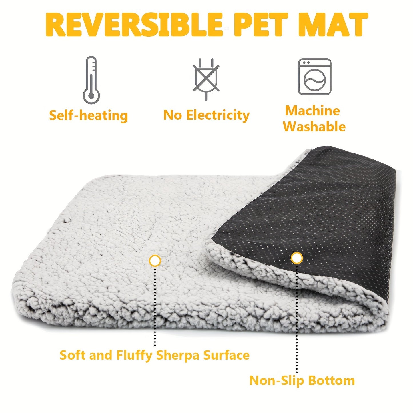 Self Warming Dog Cat Bed Self Heating Cat Dog Mat, Extra Warm Thermal Pet Pad For Indoor Outdoor Pets With Removable Non-Slip Bottom Cover