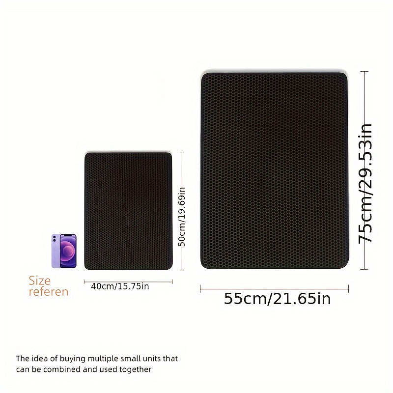 Cat Litter Mat, Beautiful Honeycomb Cat Litter Box Catcher Pad, Suitable for Cats, Odor Control Double Layer, Urine Waterproof, Washable, Phthalate-Free