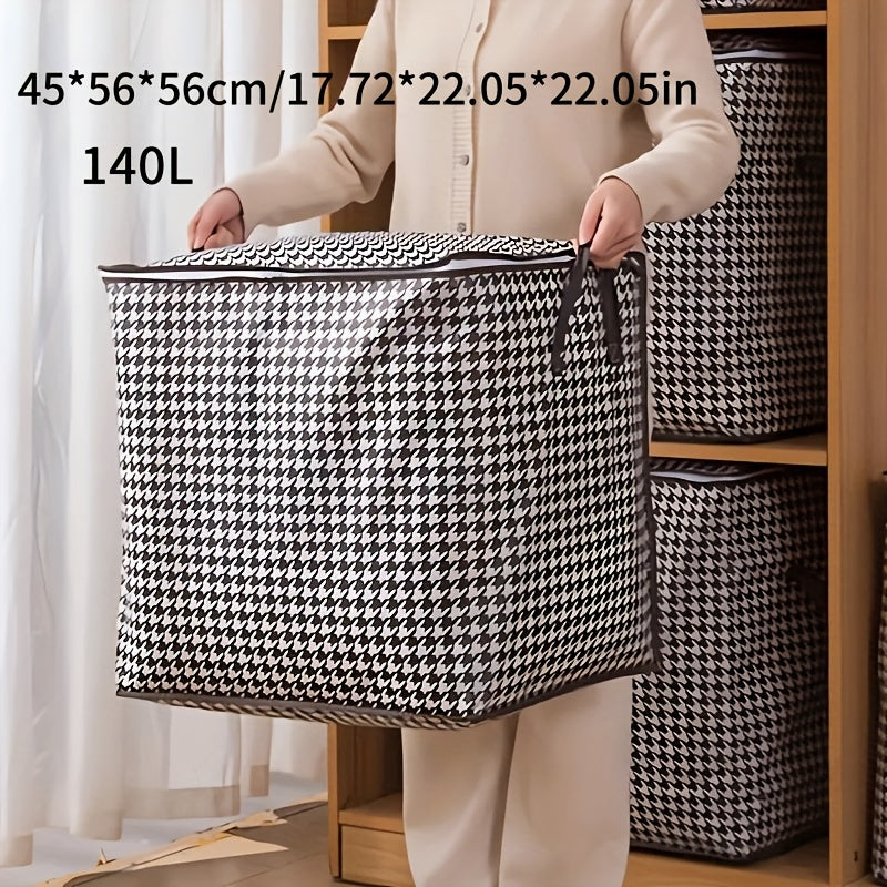 1pc Foldable Woven Storage Basket with Handles - Thick, Organizer for Clothes and Quilts, Ideal for Moving and Home Organization, Clothes Organizer Storage
