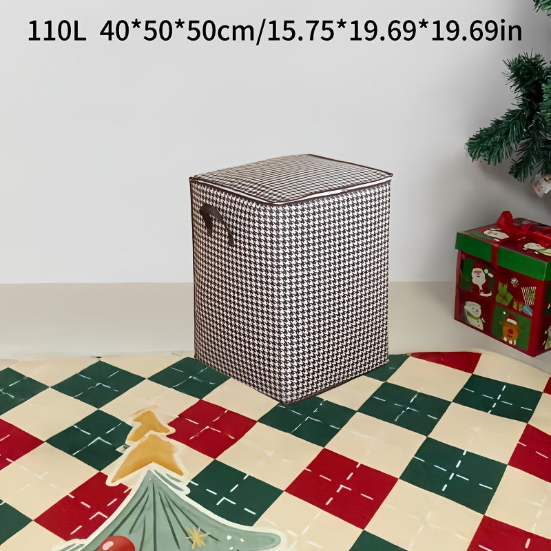1pc Foldable Woven Storage Basket with Handles - Thick, Organizer for Clothes and Quilts, Ideal for Moving and Home Organization, Clothes Organizer Storage