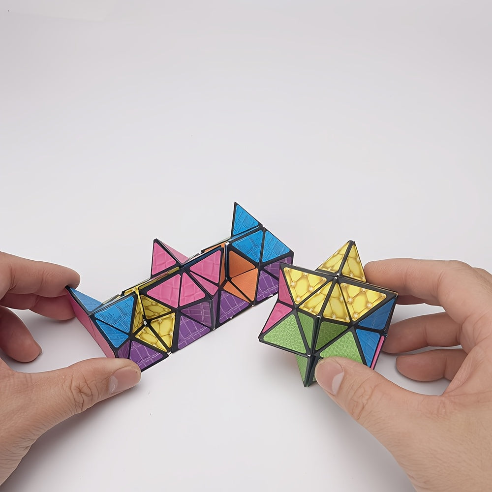 [3D Hexagon Puzzle for Youngsters] Infinity Magic Cube - 3D Hexagon Puzzle for Youngsters, Space Geometry Flip Toy, Brain Boost & Relax, Mixed Colors, ABS Material