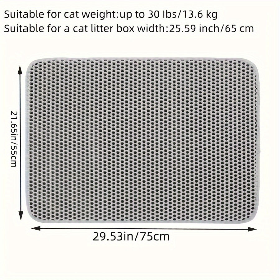 Cat Litter Mat, Beautiful Honeycomb Cat Litter Box Catcher Pad, Suitable for Cats, Odor Control Double Layer, Urine Waterproof, Washable, Phthalate-Free