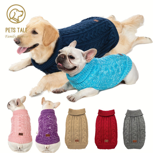 1pc PETS TALE Acrylic Knit Dog Sweater, Pullover Style with Cable Chain Detail, Machine Washable, for Mini, Toy, Small, Medium, Large Breeds, Dog Sweater for Small Dogs